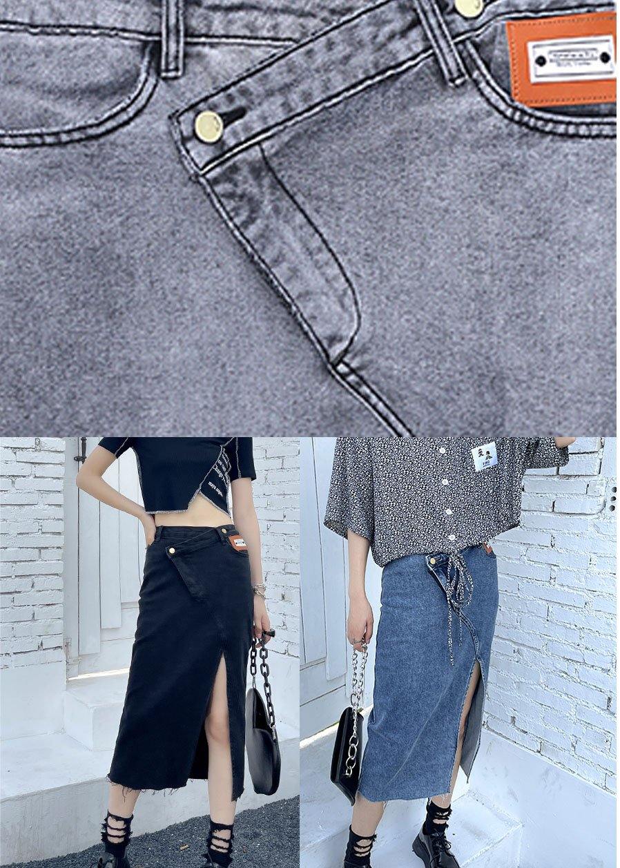 Casual Black Summer High Waist Denim Casual Skirts