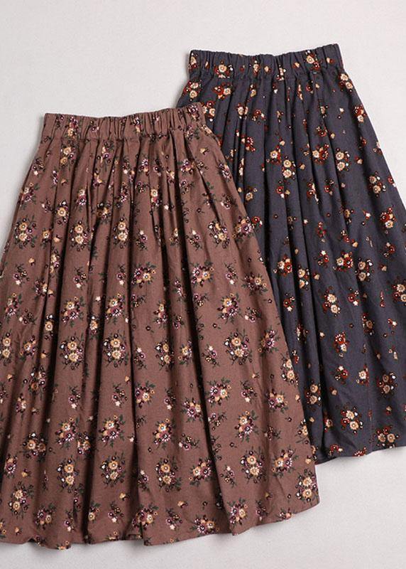 Casual Grey Pockets Print Fall A Line Skirt