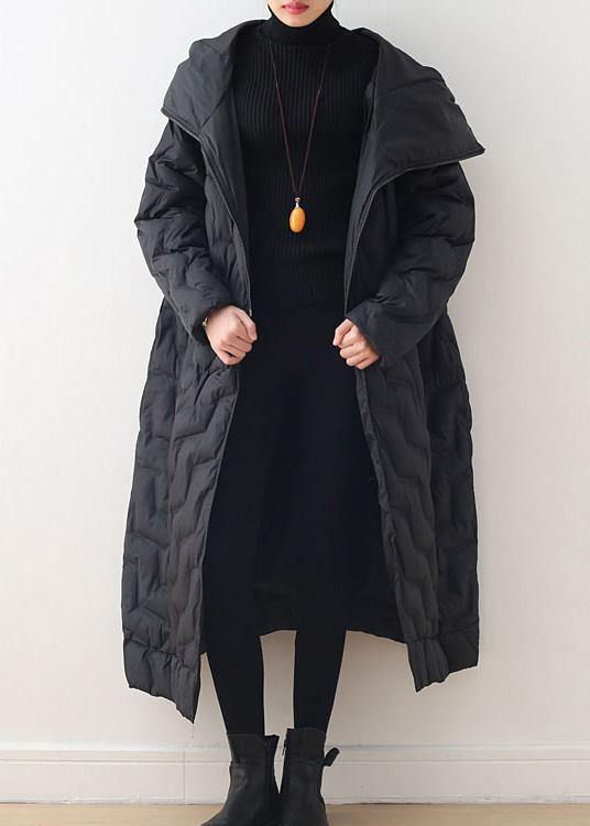 Casual Loose fitting down jacket hooded overcoat asymmetric down coat winter