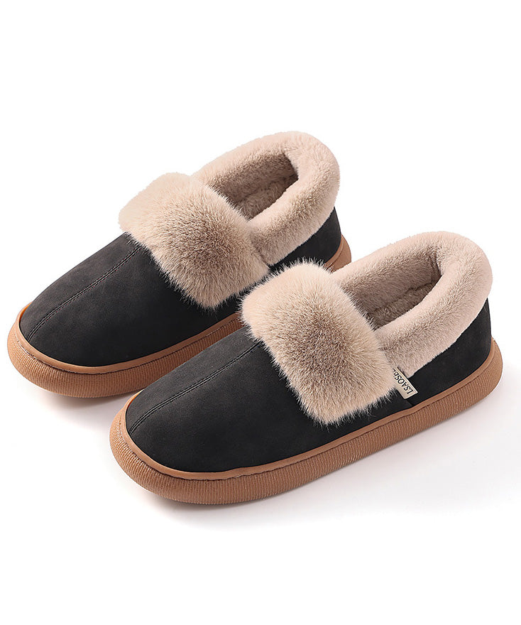 Casual Red Fuzzy Wool Lined Comfy Flat Feet Shoes