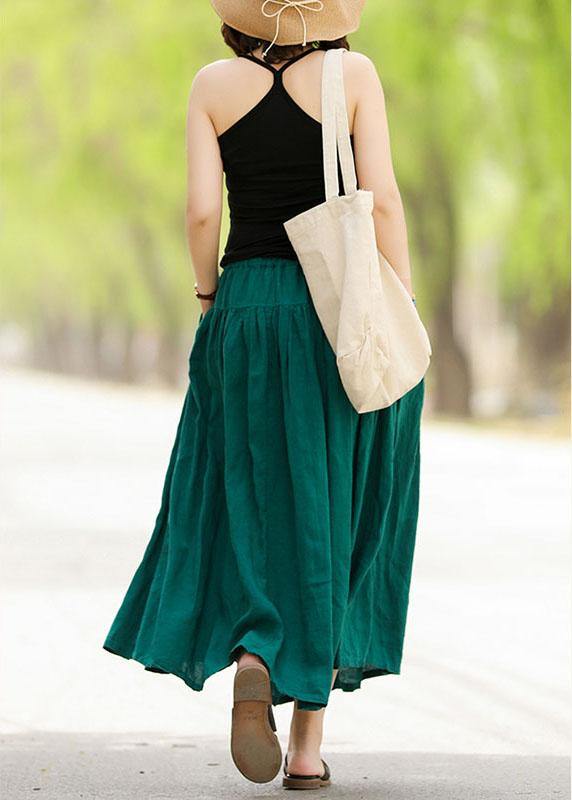 Casual Solid Elastic Waist Pleated Spliced Cotton Skirt For Women