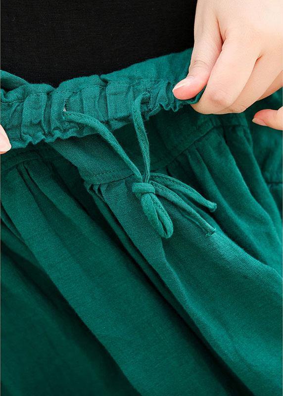 Casual Solid Elastic Waist Pleated Spliced Cotton Skirt For Women