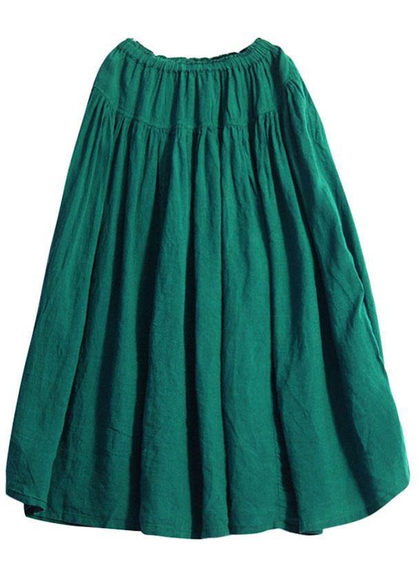 Casual Solid Elastic Waist Pleated Spliced Cotton Skirt For Women