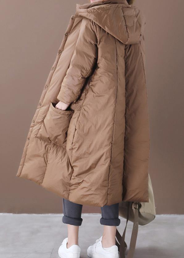 Casual chocolate goose Down coat plus size clothing snow jackets hooded Button Down quality coats