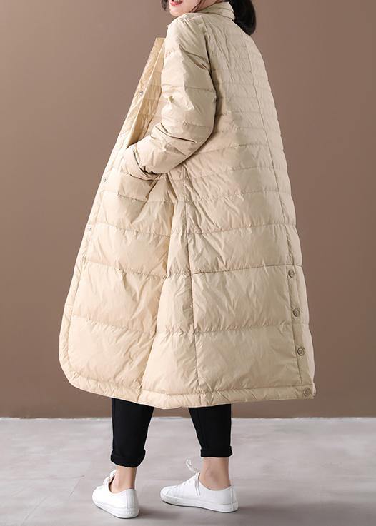 Casual khaki warm winter coat plus size Notched pockets Jackets