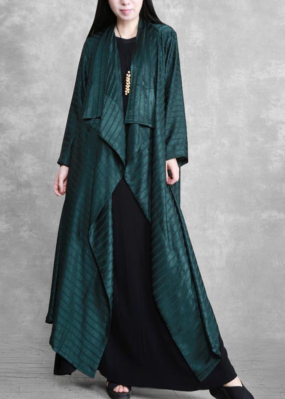 Chic Blackish Green Striped Asymmetric Robe Dress Cardigan