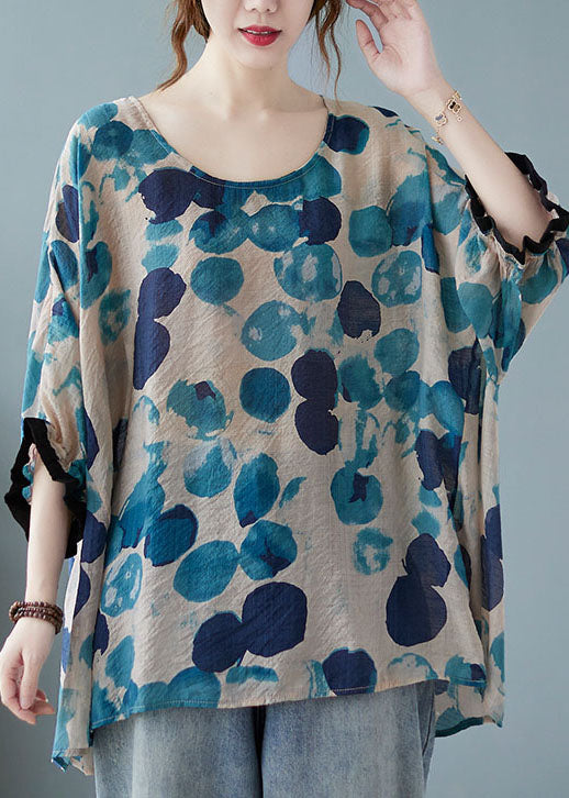 Chic Blue Bat wing Sleeve asymmetrical design Top