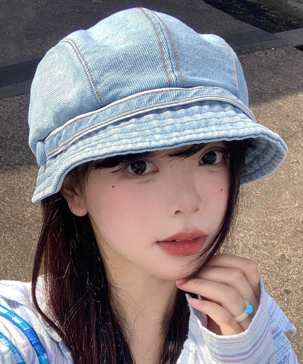 Chic Light Blue Patchwork Denim Bucket Hat