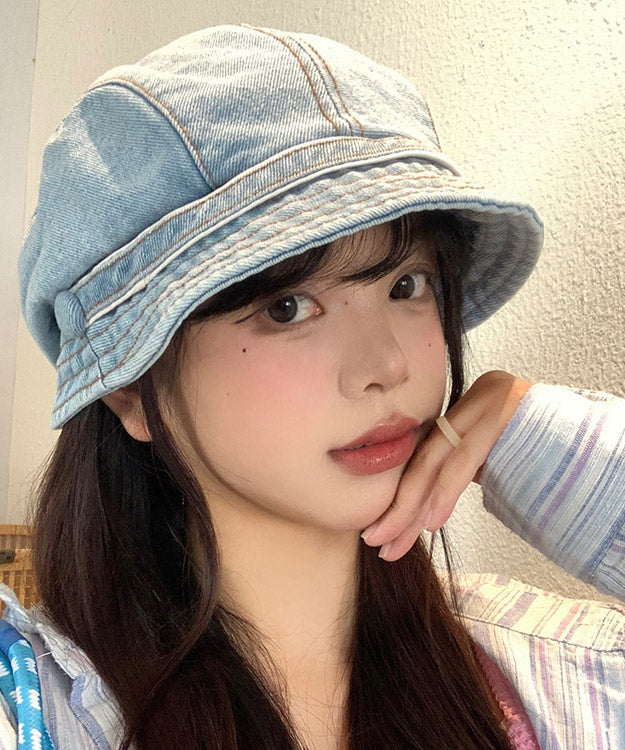 Chic Light Blue Patchwork Denim Bucket Hat