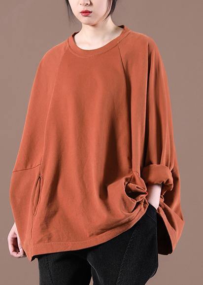 Chic Orange Casual Spring Tops