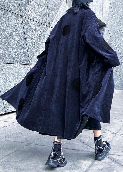 Chic big pockets Fine winter trench coat navy silhouette jackets