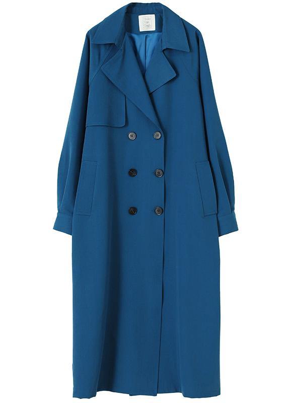 Chic blue Fashion coat for woman Tutorials Notched tie waist outwears