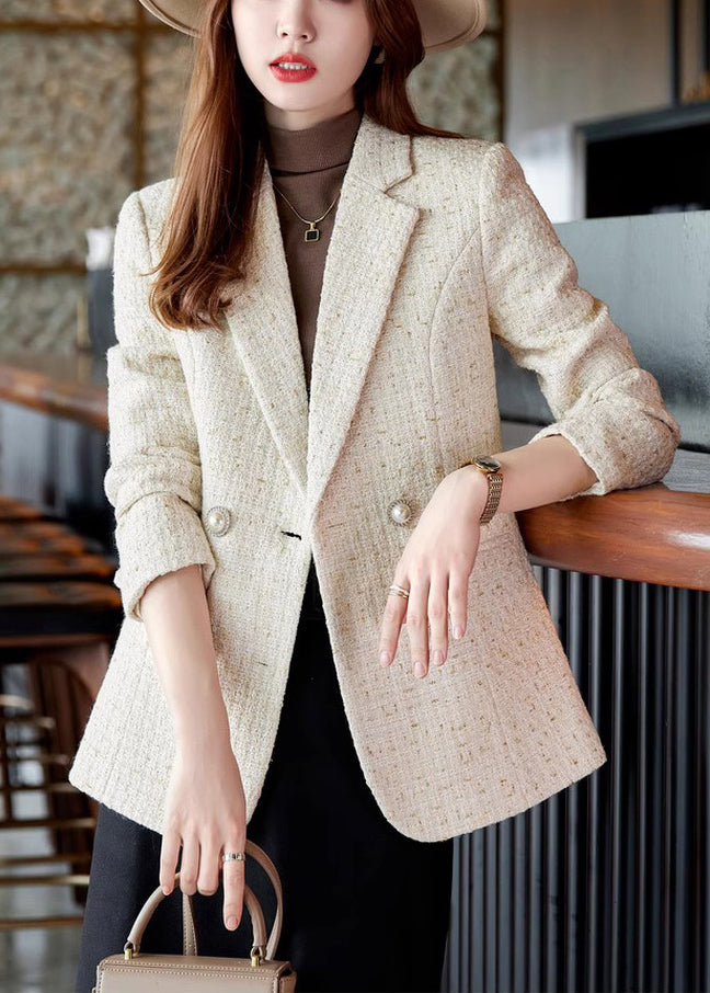 Classy Apricot Double Breast Woolen Coat Spring