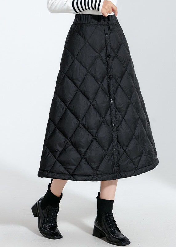 Classy Black Button Duck Down Skirt Winter