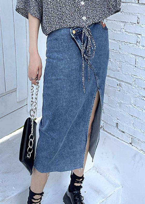 Classy Blue Summer asymmetrical design Skirts Denim Casual