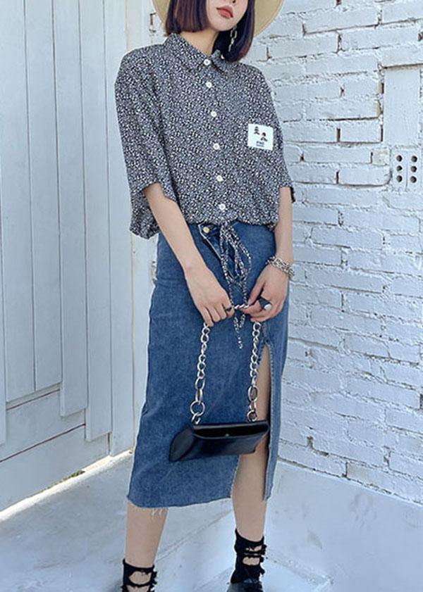 Classy Blue Summer asymmetrical design Skirts Denim Casual