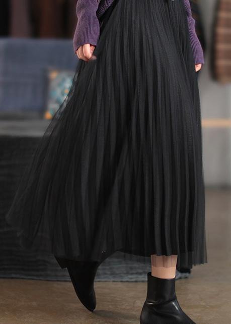 Classy Elastic Waist Cinched Spring Dresses Black Long Skirt