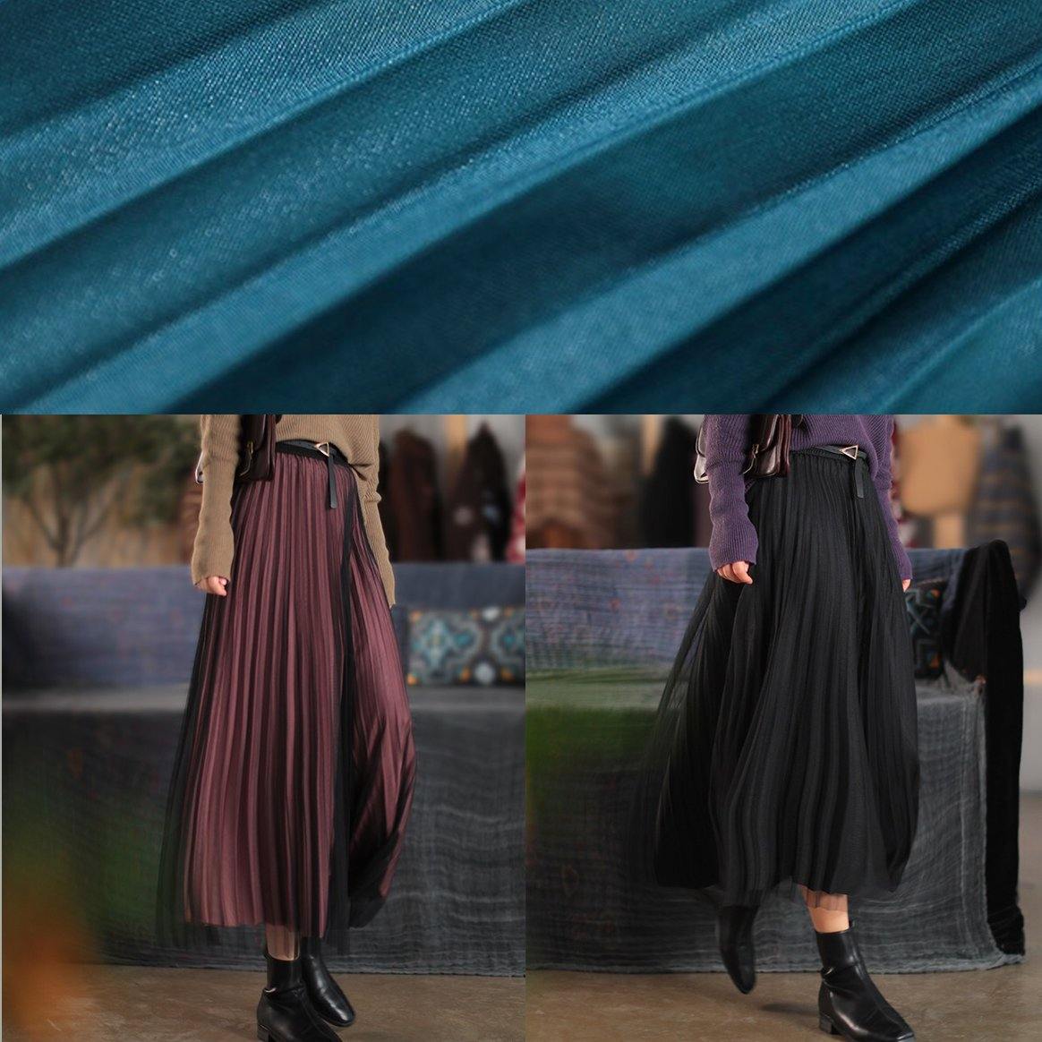 Classy Elastic Waist Cinched Spring Dresses Black Long Skirt