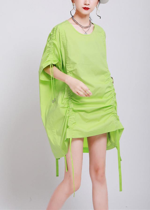 Classy Green Batwing Sleeve Ankle Summer Cotton Dress