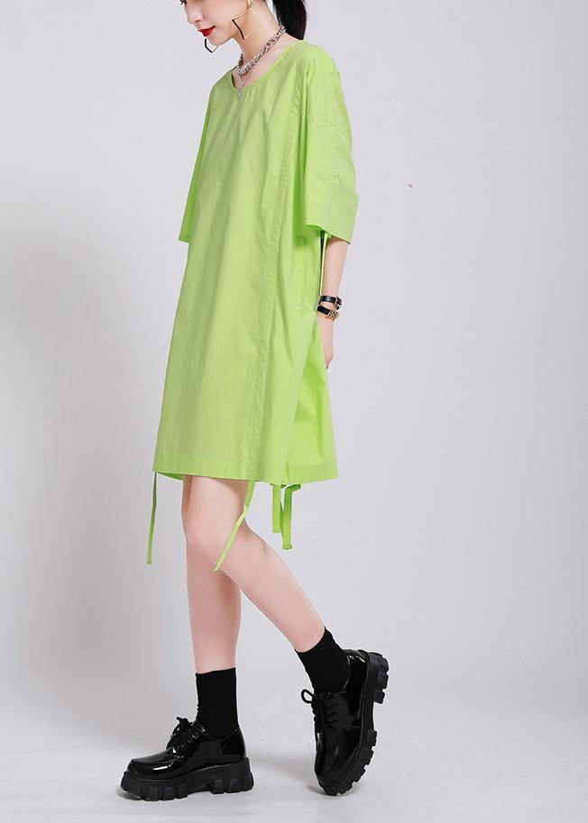 Classy Green Batwing Sleeve Ankle Summer Cotton Dress