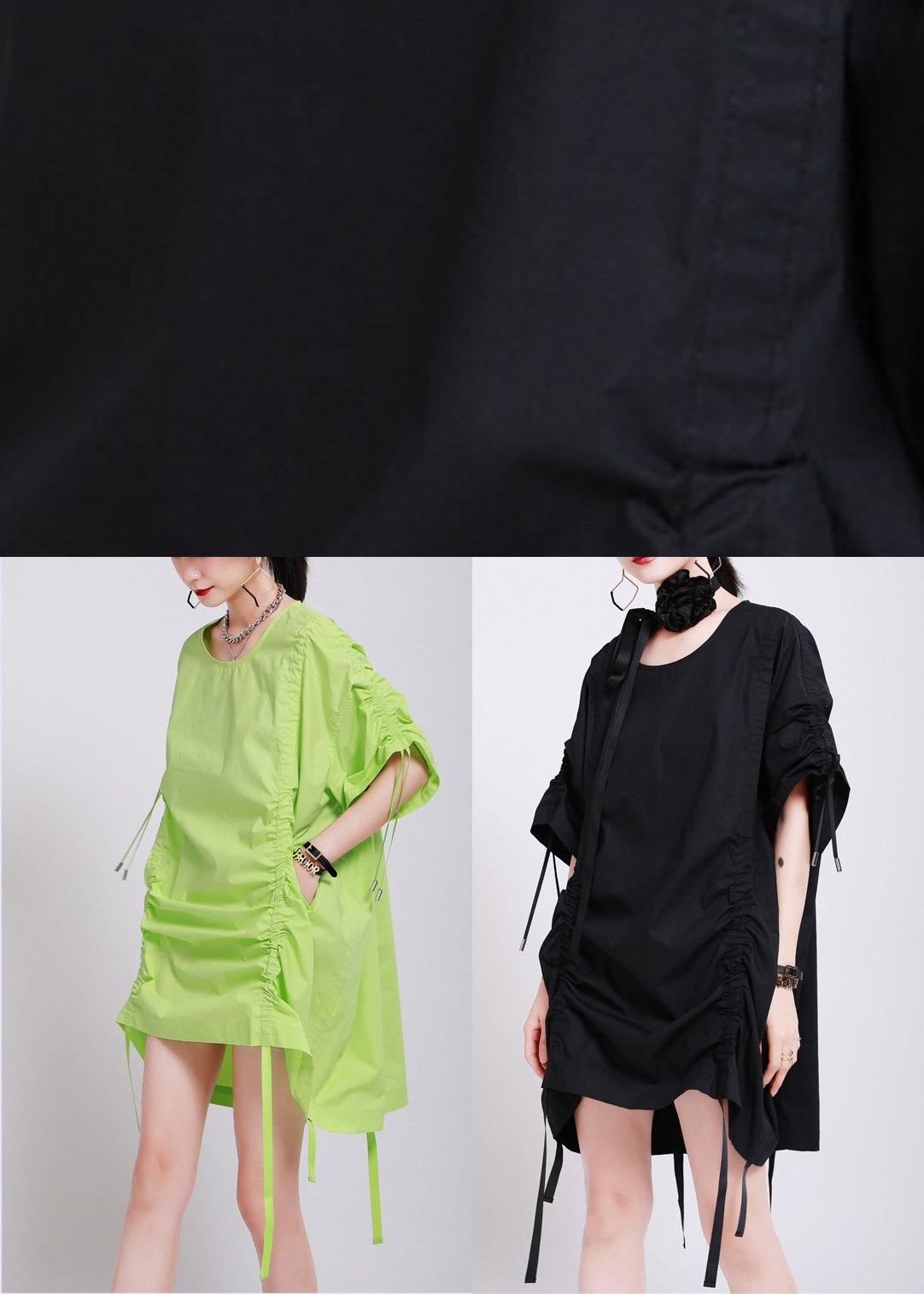 Classy Green Batwing Sleeve Ankle Summer Cotton Dress