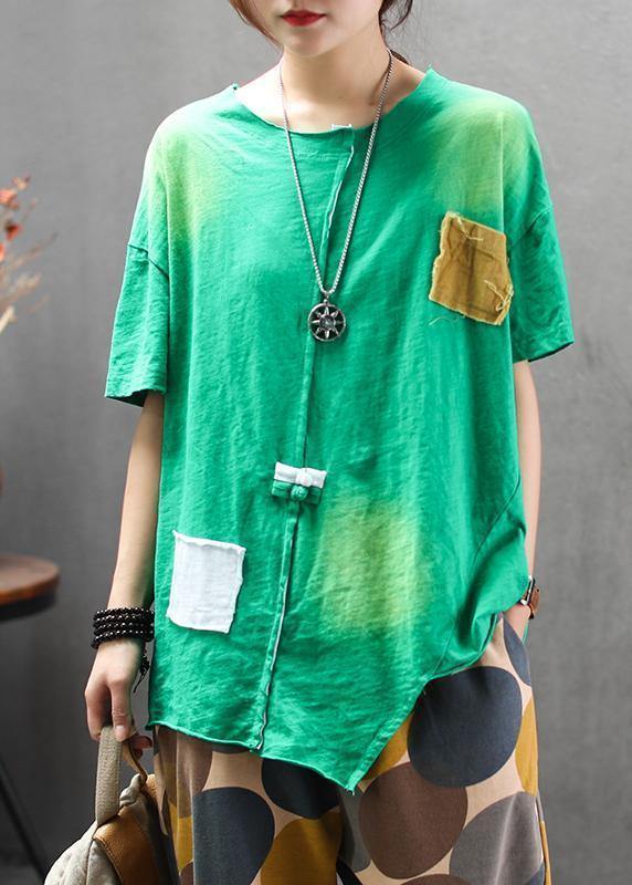 Classy cotton clothes Boho Round Neck Loose Casual Irregular Blouse