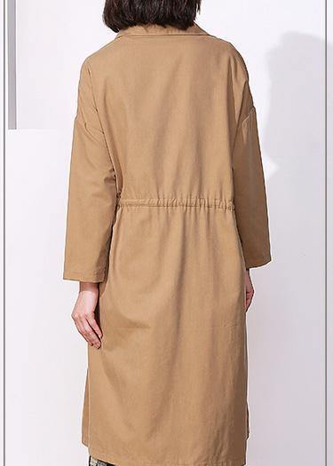 Classy khaki Plus Size clothes For Women Photography drawstring spring coat