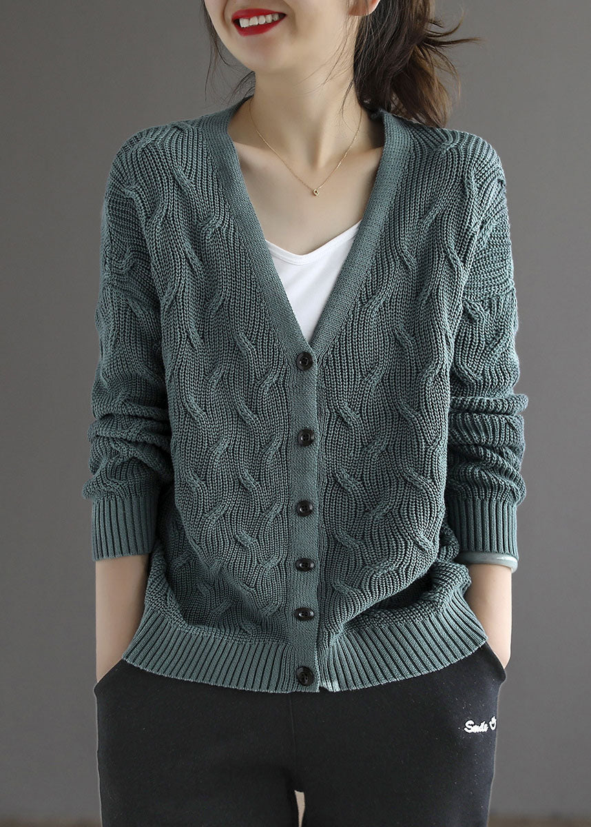 Classy lake Blue button V Neck Knit Cardigans Spring