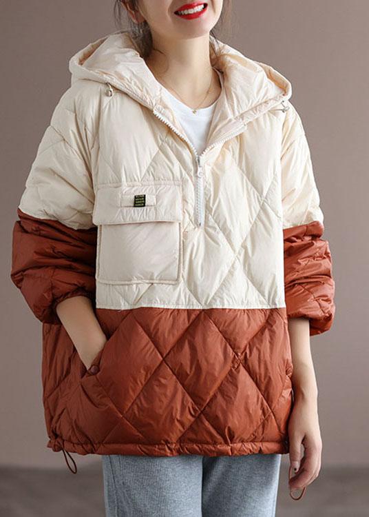 Grey zippered Pockets Duck Down Coat Winter Down Jacket