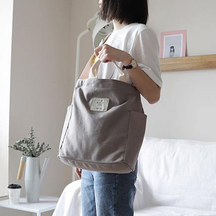 Comfy Women Casual gray Patchwork Large Canvas Shoulder Bag