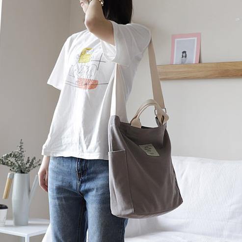 Comfy Women Casual gray Patchwork Large Canvas Shoulder Bag