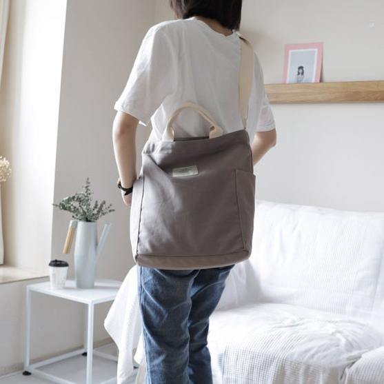 Comfy Women Casual gray Patchwork Large Canvas Shoulder Bag