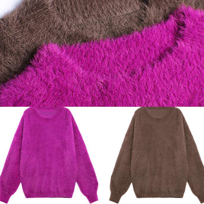 Comfy chocolate knit sweat tops trendy plus size o neck baggy clothes