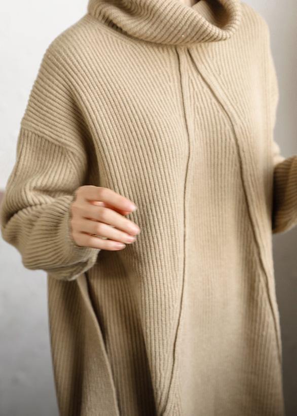 Cozy beige gray top silhouette high neck thick oversize sweaters