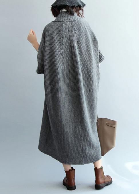 Cozy fall knitted coat trendy plus size gray Batwing Sleeve