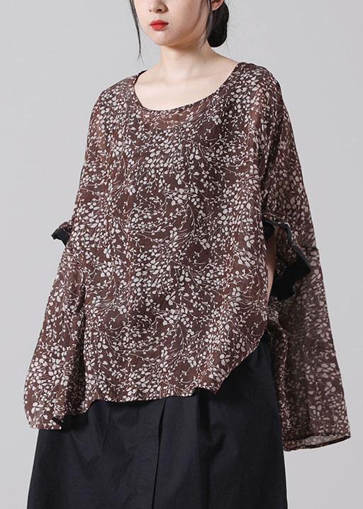 DIY Chocolate Print O-Neck Loose Cotton Short Sleeve Summer Top