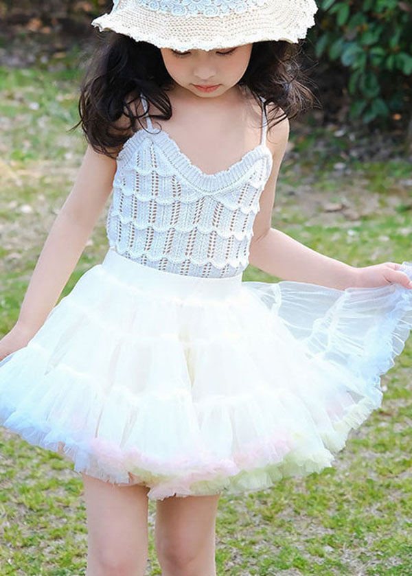 DIY Pink Ruffled Patchwork Tulle Baby Girls Party Skirt Summer