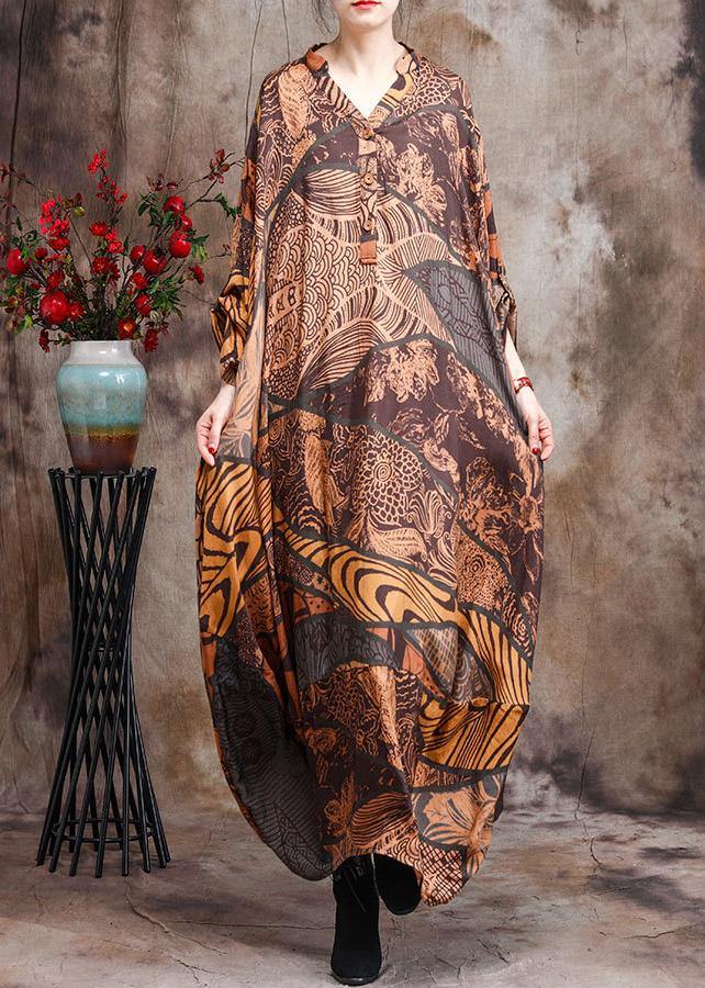 2025 Silk Chiffon V Neck Asymmetric Summer Dresses Long Caftans