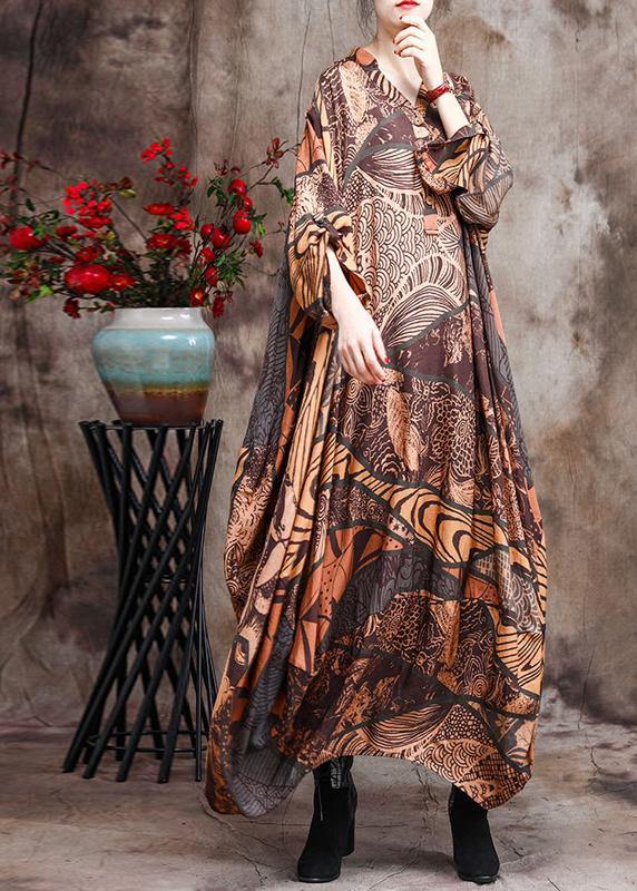 2025 Silk Chiffon V Neck Asymmetric Summer Dresses Long Caftans