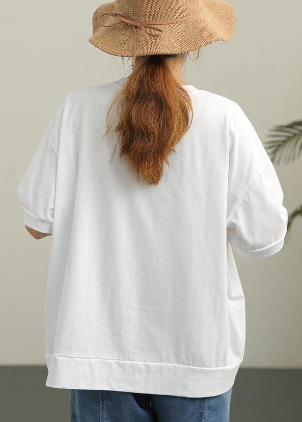 DIY White O-Neck Cotton Summer T Shirts