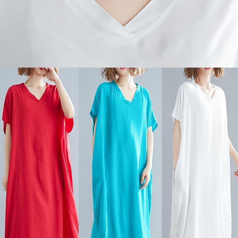 DIY blue green linen clothes For Women v neck pockets Maxi summer Dresses