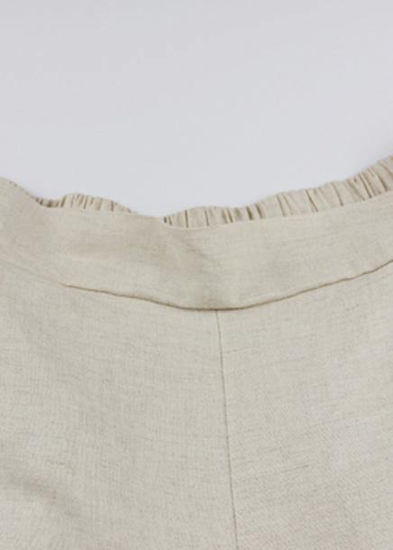 DIY nude cotton linen pants For Women elastic waist wide leg pants