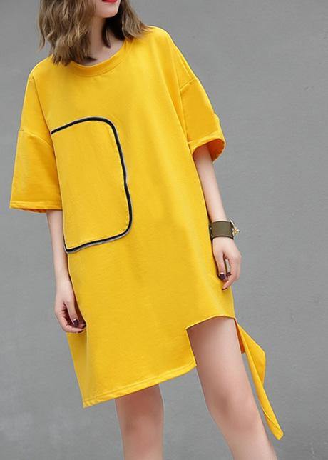 DIY yellow cotton clothes For Women o neck Midi summer blouses