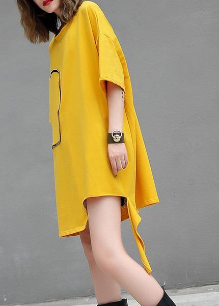 DIY yellow cotton clothes For Women o neck Midi summer blouses