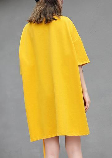 DIY yellow cotton clothes For Women o neck Midi summer blouses