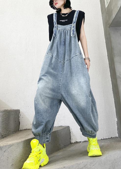 Denim blue overalls new summer thin casual one-piece pants