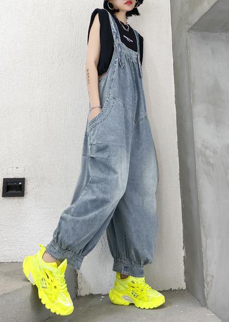 Denim blue overalls new summer thin casual one-piece pants