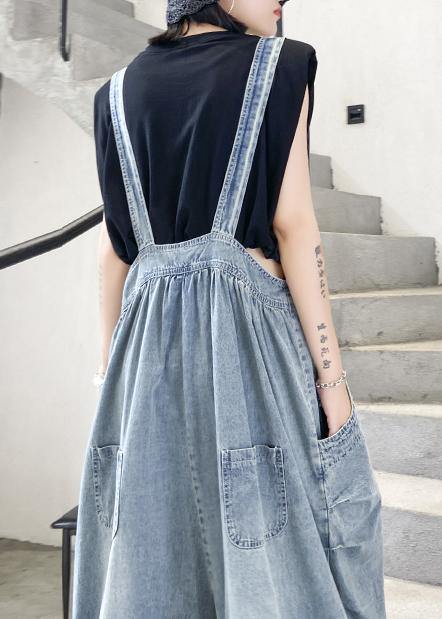 Denim blue overalls new summer thin casual one-piece pants