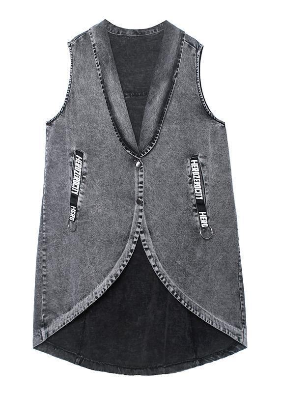 Denim Vest vest jacket loose mid-length waistband outer wear