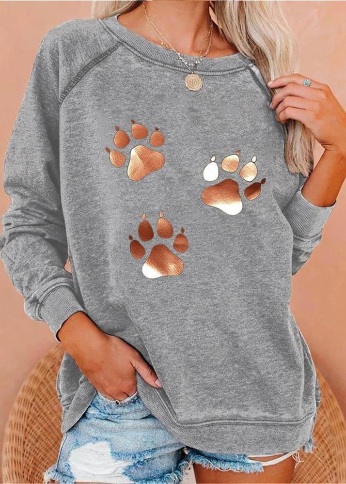 Dog Footprints Print Sweatshirt Women